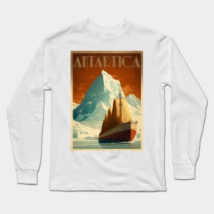Antarctic Voyage Vintage Travel Art Poster Long Sleeve T-Shirt